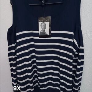 NWT Attitudes by Renee cold shoulder top size 2X See actual measurements belo